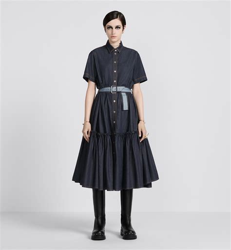 blue dior dress zip|Denim Couture Shirt Dress Blue Raw Cotton Denim .